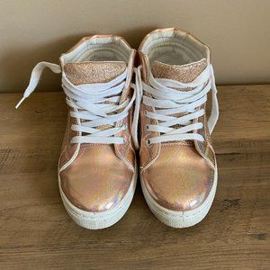 Rose Gold High-Top Sneakers